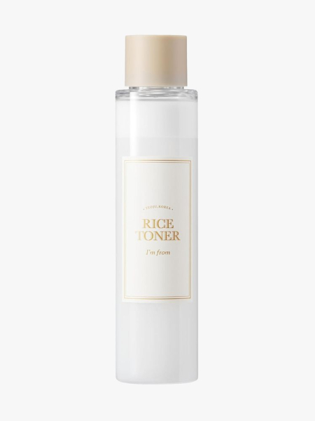 I’m From Rice Toner in branded bottle component on a light gray background